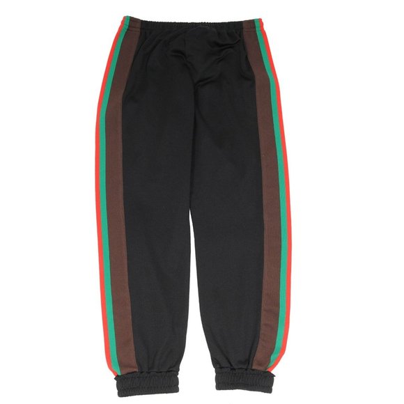 Gucci Mens Track Pants Large Black Green Red Stripped Drawstring Cotton Joggers - Picture 2 of 10